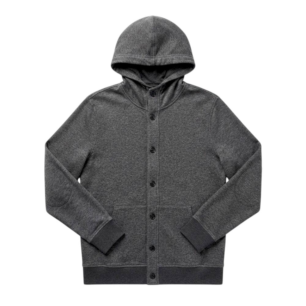 Vince Gray Button Front Hooded Sweater Pullover Hoodie | Size XL